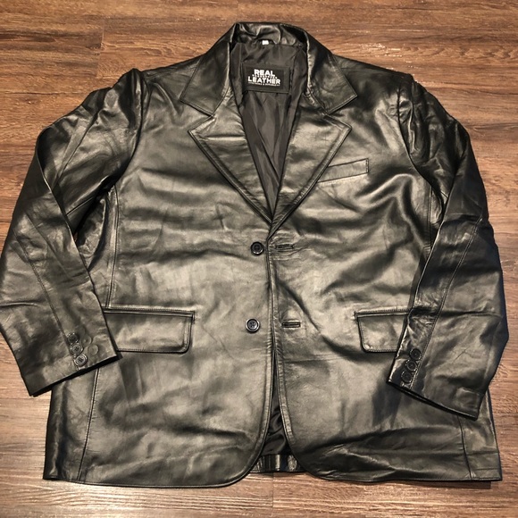 ⛄️ Real leather black man elegant jacket new - Picture 5 of 8